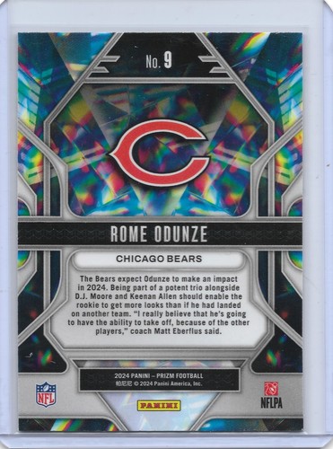 2024 Panini Prizm Prizmatic #9 Rome Odunze Rookie Insert Card Chicago Bears - Picture 2 of 2