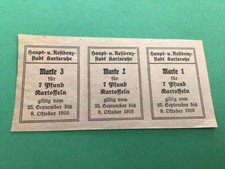 Germany original authentic  WW1 Rations document  A12212