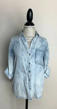 Cloth & Stone Button Down Shirt Striped Blue XS EUC