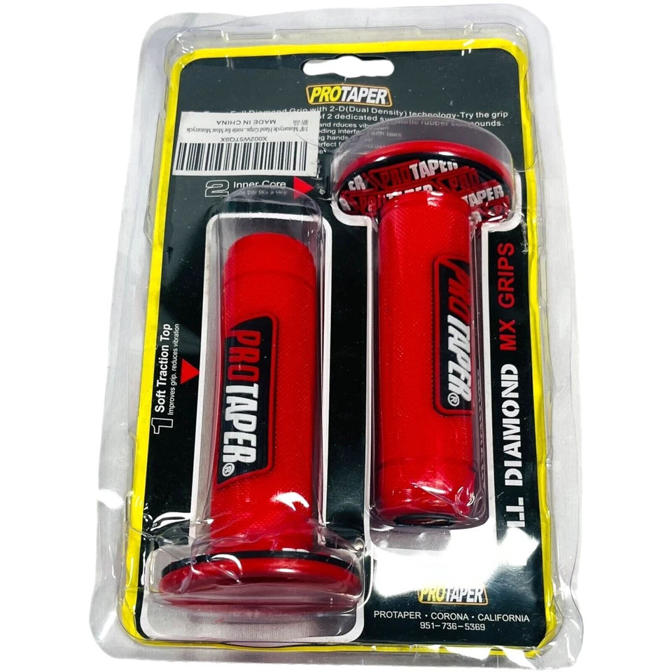 PROTAPER Full Diamond MX Grips - Motorcycle Grips - RED - NEW & Sealed - Image 3 of 4