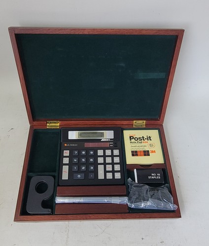 Vintage LEC Calculator office desk valet with a walnut case Incomplete Set As Is