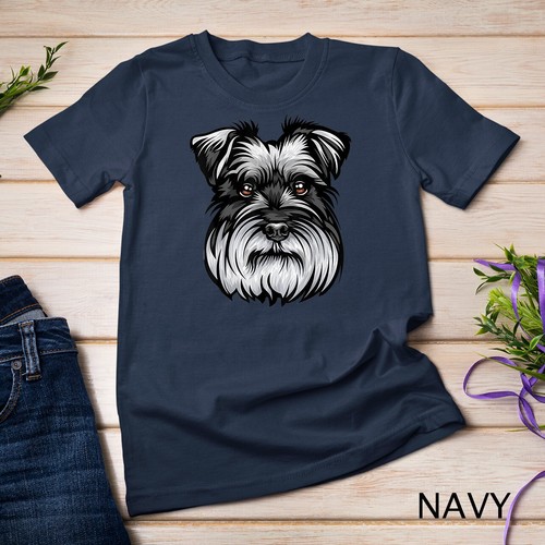 Cool Schnauzer Dog Face T-Shirt Unisex T-shirt - Picture 7 of 15