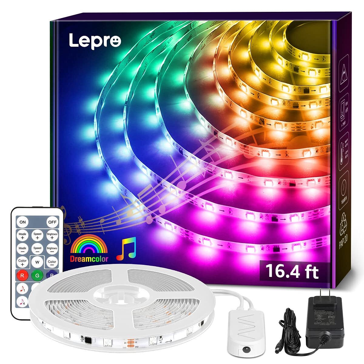 LED Strip Lights, 16.4ft Music Sync MagicColor Light Strip with Remote, Dream...