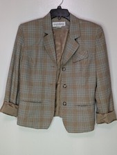 Norton McNaughton 90's Brown and Blue Plaid Blazer Jacket