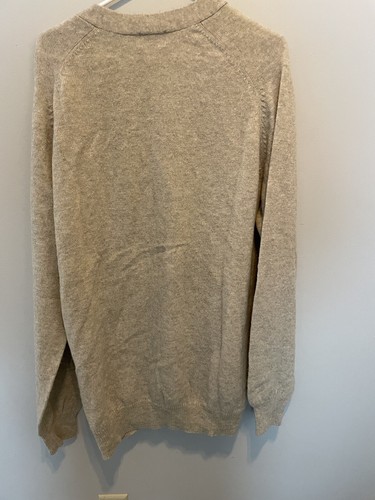 L.L. Bean Men’s Cardigan Sweater Oatmeal Size XLT Tall 100% Lambswool - Picture 3 of 6