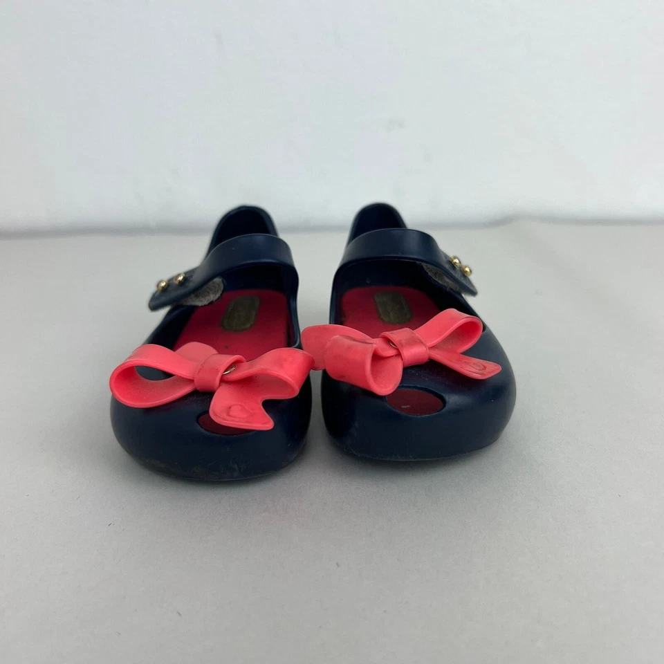 Mini Zapatos Melissa Bow Azul Rosa Mary Jane Talla: 6C Foto 3 de 4