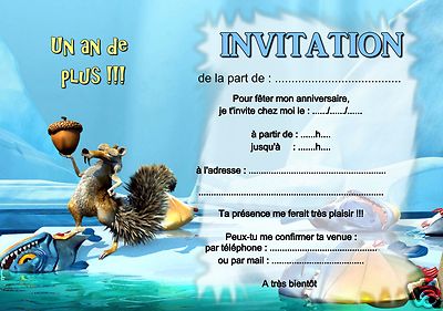 5 Ou 12 Cartes Invitation Anniversaire Age De Glace Ref 385 Ebay