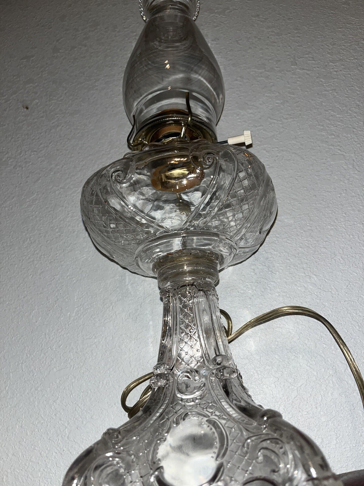 ANTIQUE PRINCESS FEATHER OIL STAND LAMP CLEAR CUT GLASS eBay