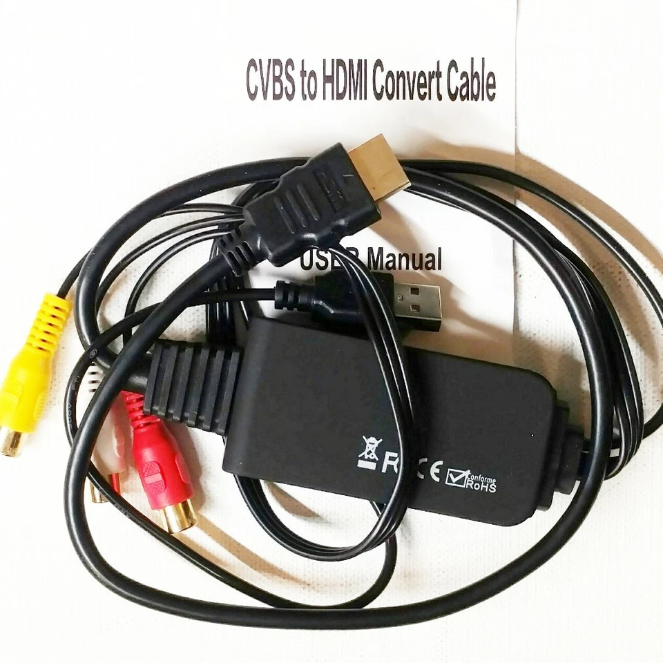 CVSB To HDMI Cable, Male 3RCA/AV Converter Adapter Signal Analog CVBS USB-Anber - Image 2 of 3