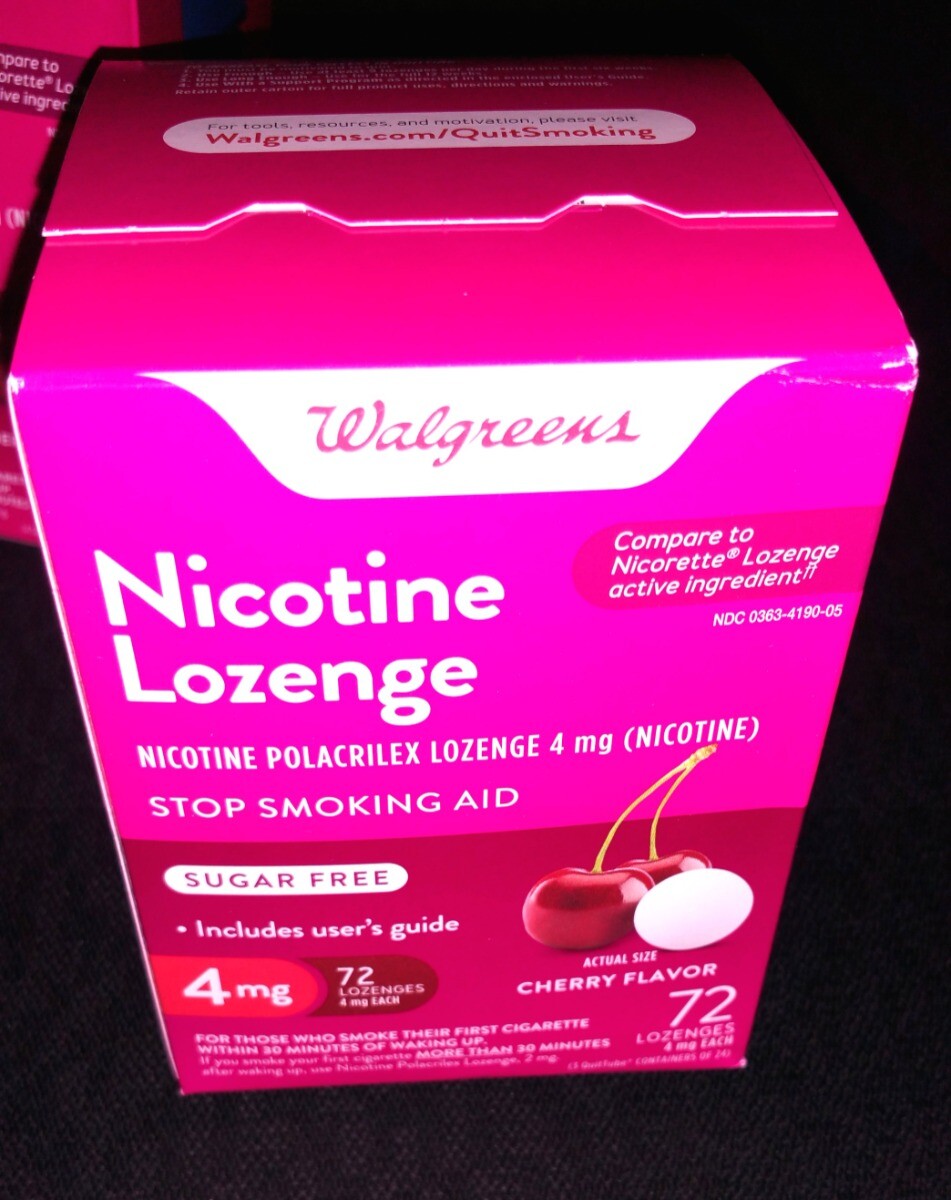 1 WALGREENS NICOTINE LOZENGE CHERRY4MG 72 PC BOX Round LOZENGES 4 MG