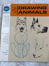 THE ART OF DRAWING ANIMALS Grumbacher Library Vintage Manual 1975 Dogs Cats Bear
