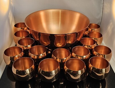 Copper Craft Guild Punch Bowl Set With 17 Cups & Ladle