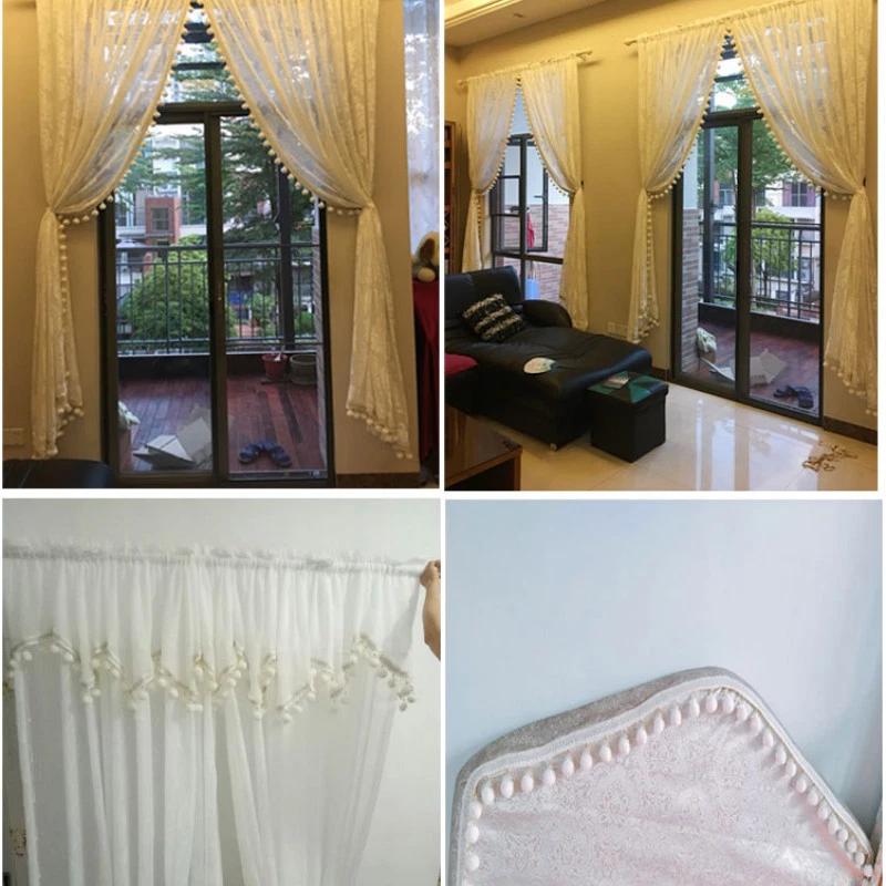 1M Pom Pom Balls Beads Curtain Lace Tassel Fringe Trim Ribbon Upholstery Edging - Image 4 of 4