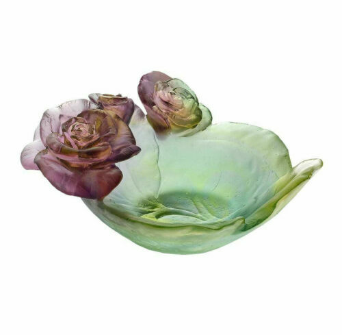 ◉Daum france bowl◉ Vtg Signed Daum of France Crystal Clear Art Glass Bowl W