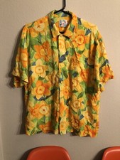 Vtg JAMS WORLD Floral Print Camp Shirt M-L