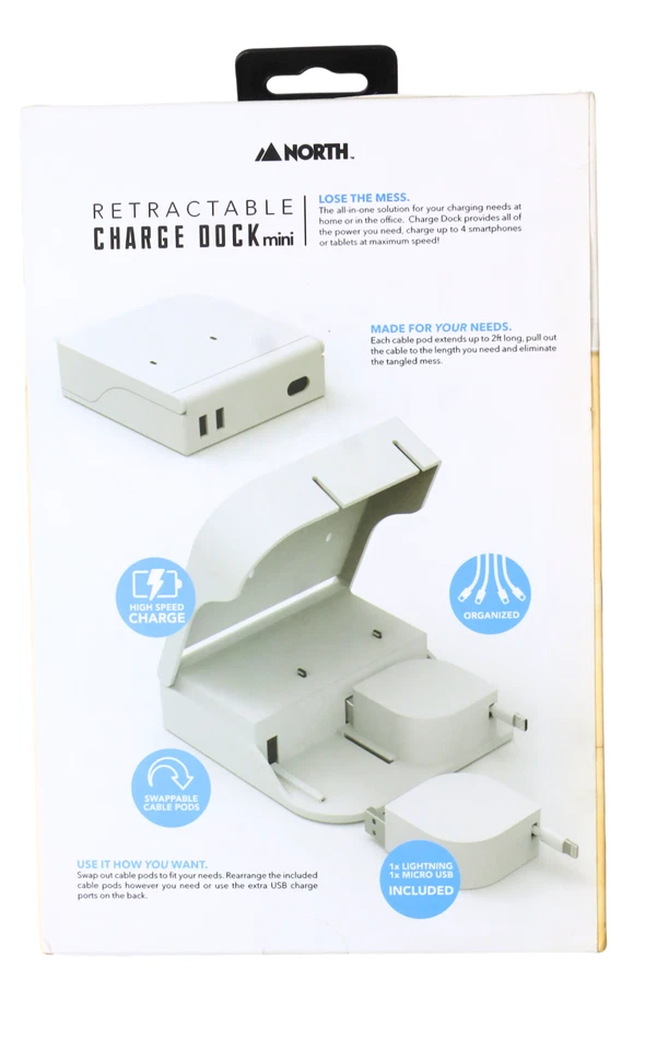 Retractable Charge Dock Mini Charge Station With Retractable Cables Brand-North - Image 2 of 4