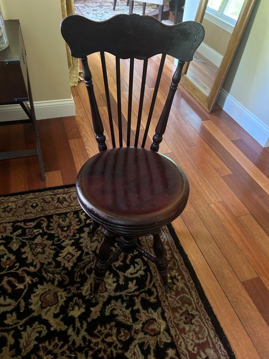 アンティークピアノ椅子 Antique Swivel Adjusting Seat Piano/Vanity Chair with Glass Ball
