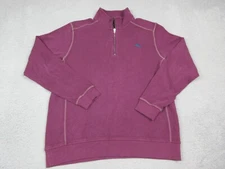Tommy Bahama Sweater Mens Adult Medium Purple Markin Logo Zip Outdoors