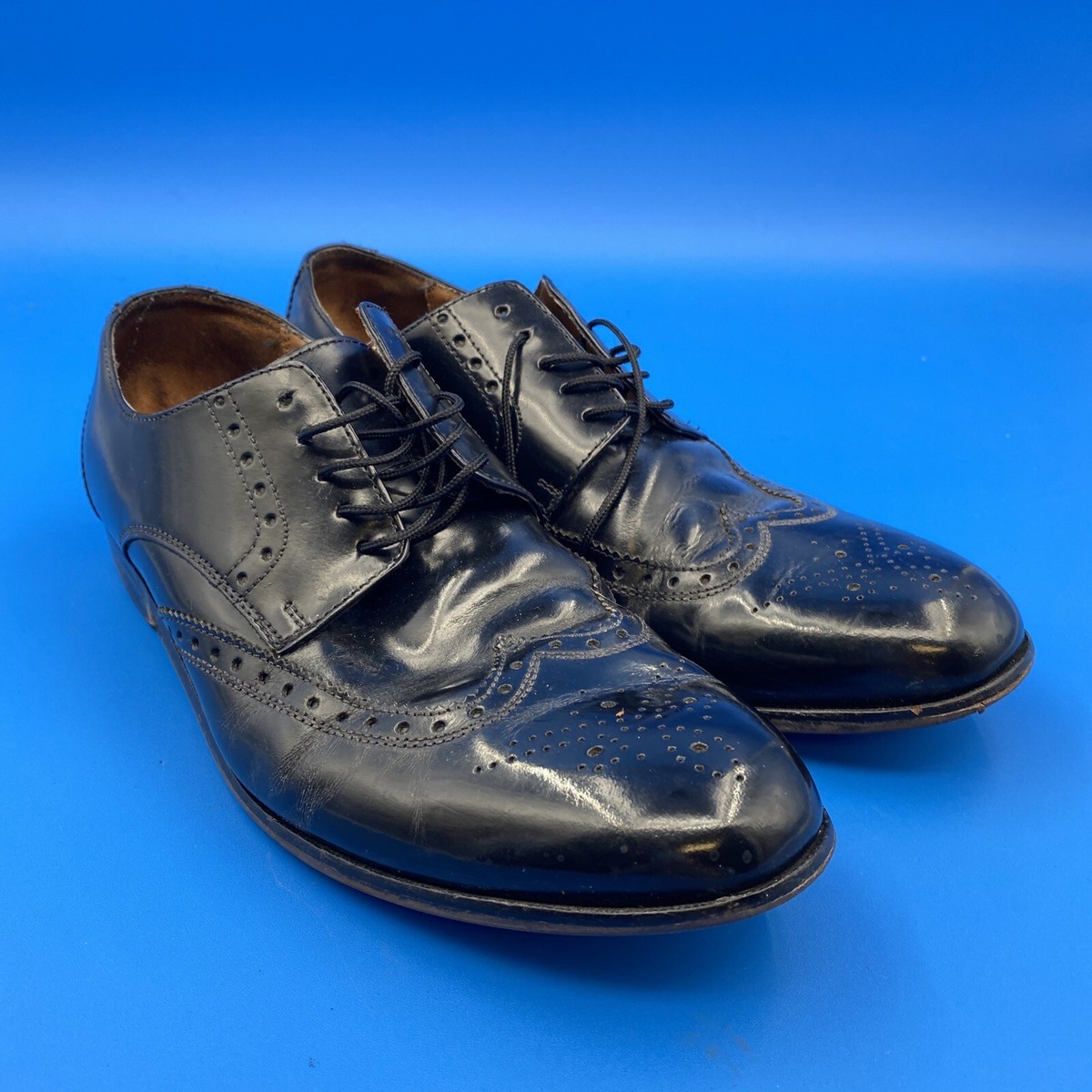 Black Leather Florsheim dress shoes 10.5 Vintage Florsheim Black Leather Horse Bit Dress Shoes (Size  main image 3