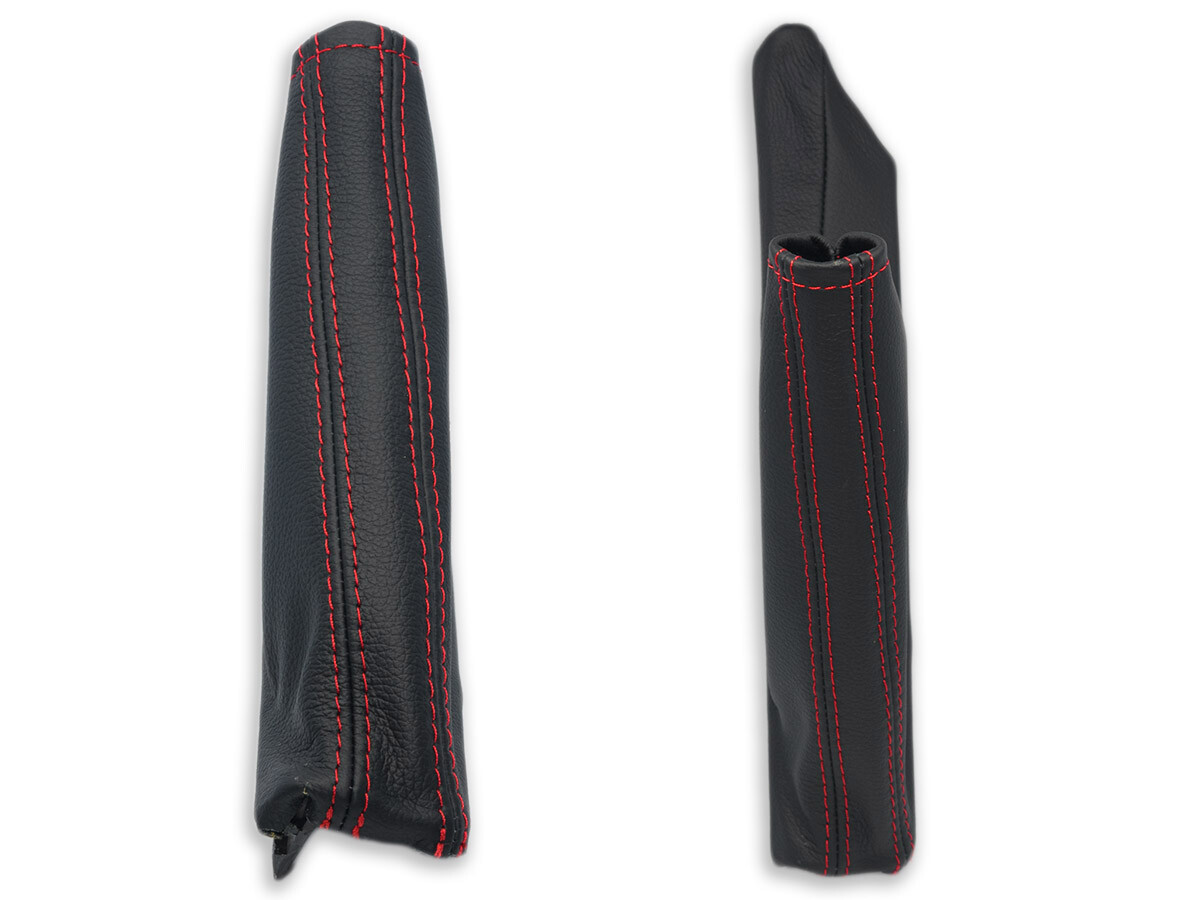 Red Double Stitch Leather Gear & Handbrake Gaiter For Mini Cooper — Classic Custom Fit | Aforce Auto