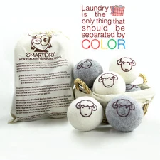 All Natural Organic Wool Dryer Balls Fabric Softner Reusable Large Ball, 6 Pack