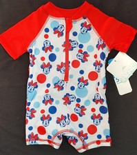 12 MO - INFANT BOY GIRL - MINNIE MOUSE 1 PIECE RASHGUARD SWIMSUIT CLOTHING NEW