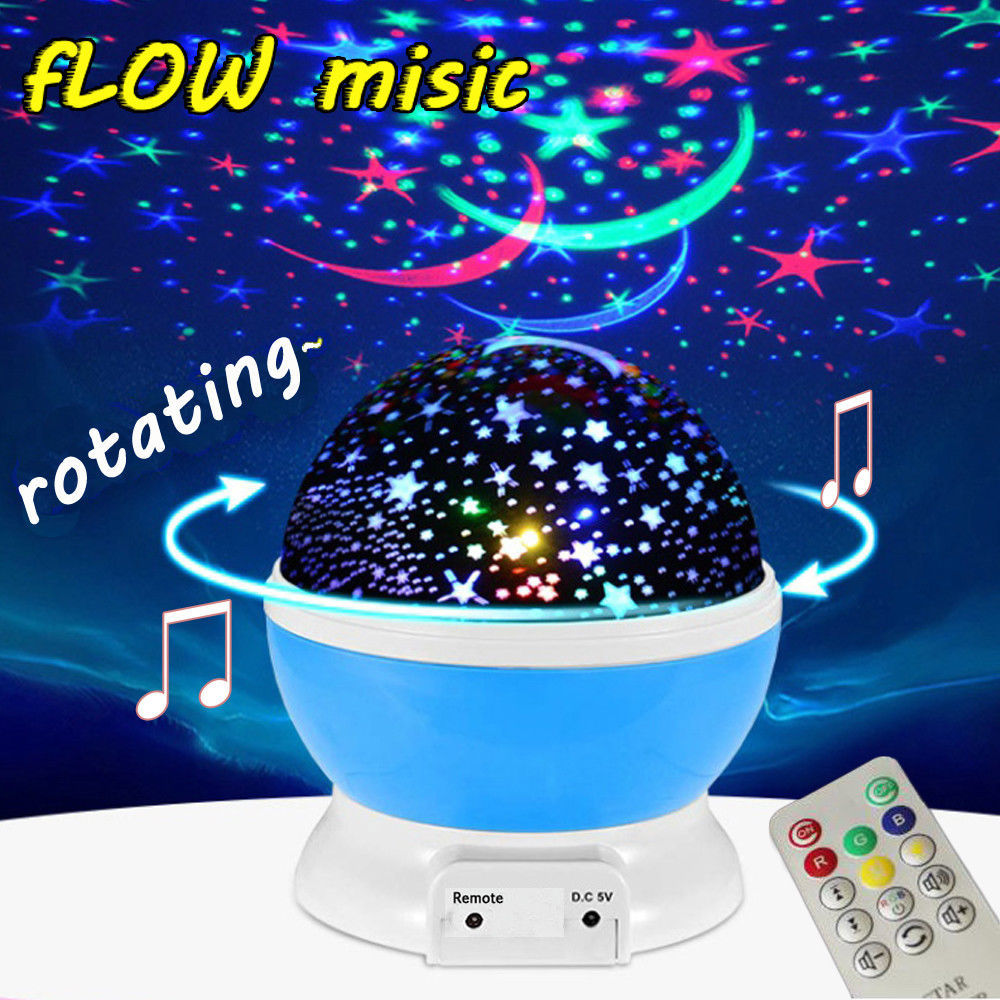 Rotating Star Projector Baby Child Night Light Nursery Room MUSIC W