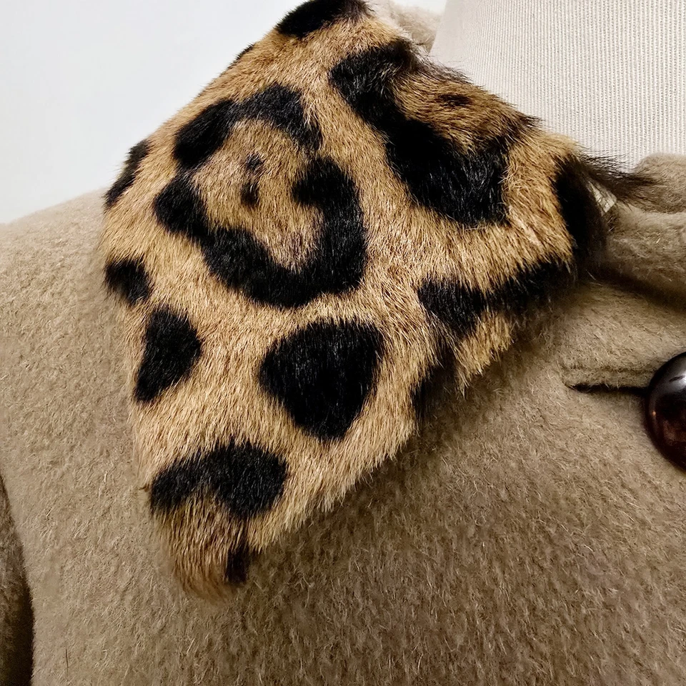 Abrigo largo vintage para mujer color camel chaqueta forrada con ribete de piel de saltardo XS Foto 3 de 4