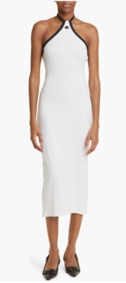 Courrèges Long Contrast Trim Cotton Halter Dress Sz XL $450 | eBay