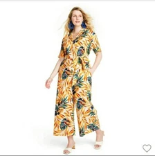 Tabitha Brown x Target Women's Tropical Print Tie-Front Jumpsuit - NWT  Medium 