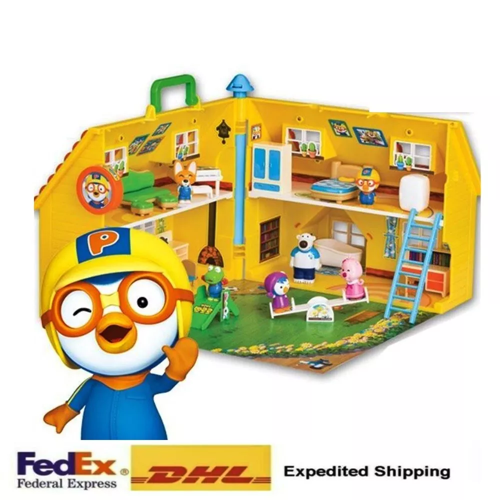 Pororo Happy Pororo House Figures Sound Light Kids Toy Role Play Express Ship