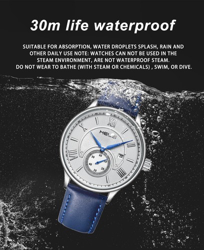 Helei Men's Business Quartz Watch Roman Characters Watch Popular 41.5mm - Picture 20 of 29