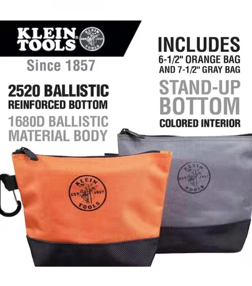 Klein Tools 2 Pack 9 in. Stand-Up Zipper Tool Bag New in Package  - Image 2 of 4