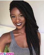 Long Senegal Twist Braided Black Wigs Lace Front Wigs Synthetic Hair Glueless