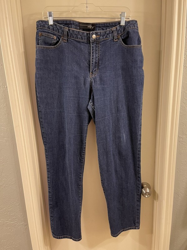 Venezia Jeans Womens Blue Classic Straight 5 Pocket Denim Dark Wash Size 18 