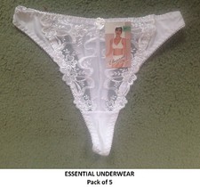 6X PACK LACE THONGS PRETTY LACE DETAIL IN  WHITE, SMALL- XLARGE, £8.99