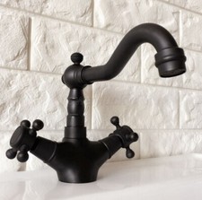 Oil Rubbed Bronze Double Cross Handles Swivel Bathroom Basin Faucet Mixer Tap