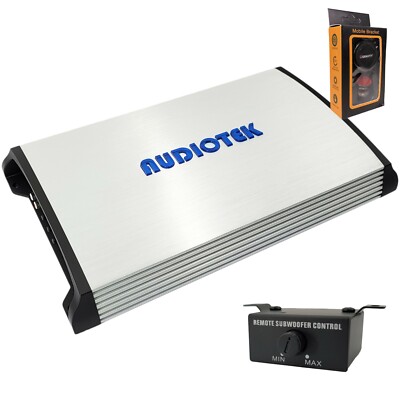 Audiotek AT-5000S 2 Channel 5000Watts Stereo Amplifier + Gravity Phone Holder