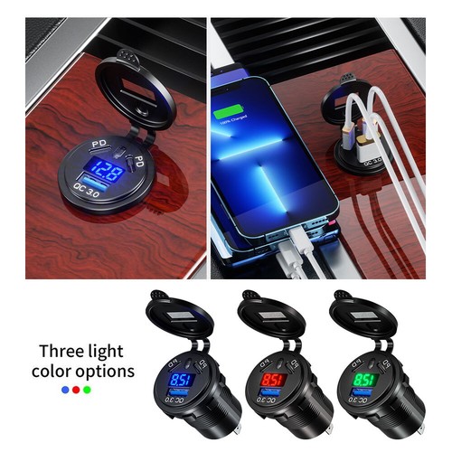 12V USB C Steckdose PD & QC 3.0 USB Einbau Buchse KFZ-Ladegerät Dose Wasserdicht - Zdjęcie 4 z 17