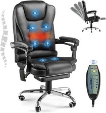 High Back Executive Office Chair 7 Point Massage Heat Ergonomic Recliner Chair