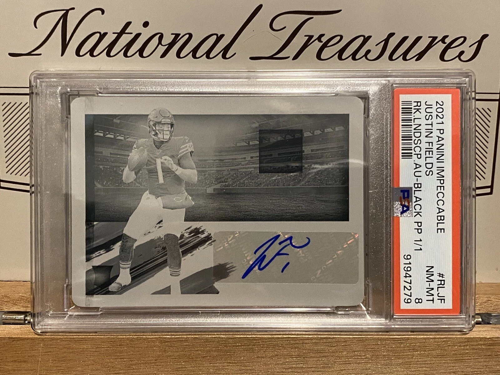 Justin Fields Panini Impeccable Rookie Landscape Autographs #RLJF Black Printing Plate 1/1