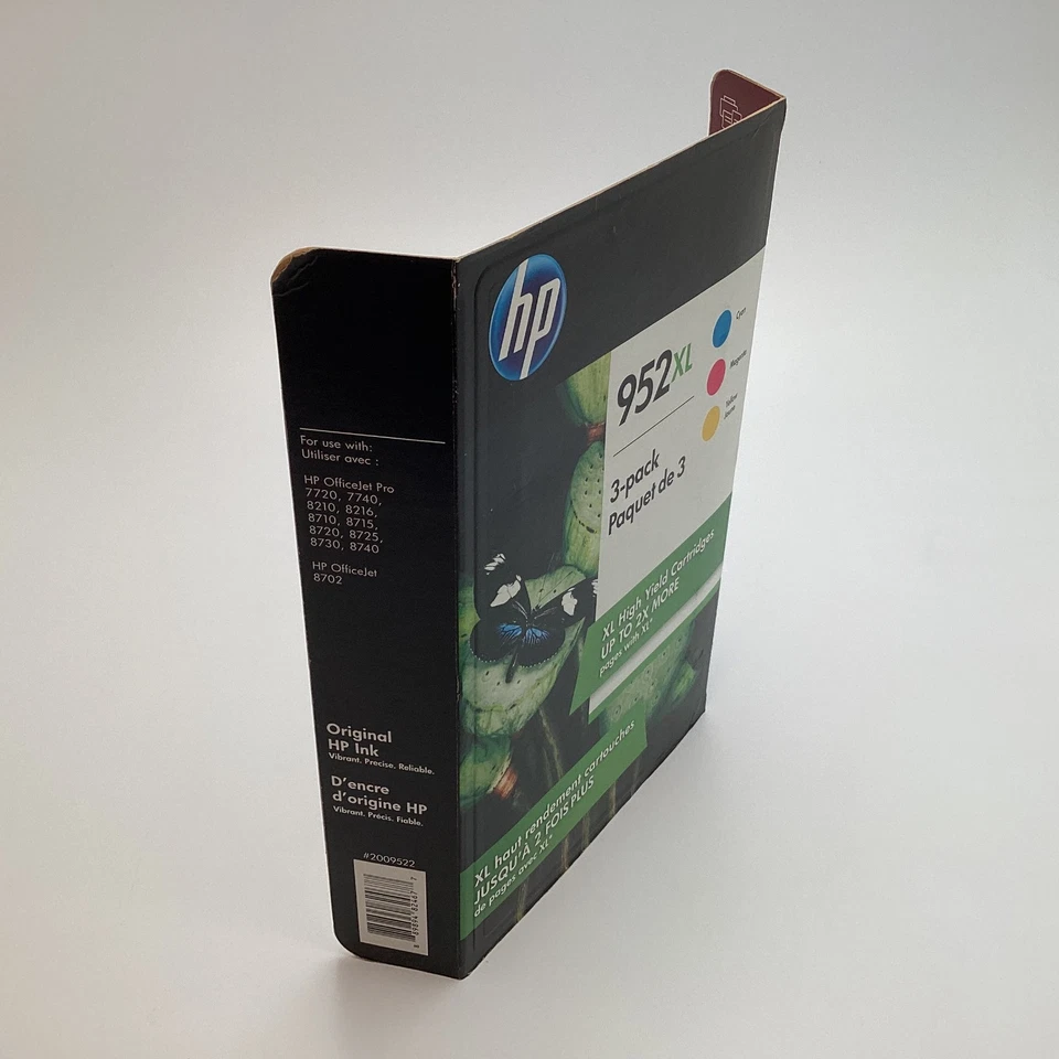 Cartucho de tinta HP 952XL paquete de 3 amarillo cian magenta N9K30BN caja sellada MAR 2023 Foto 2 de 4