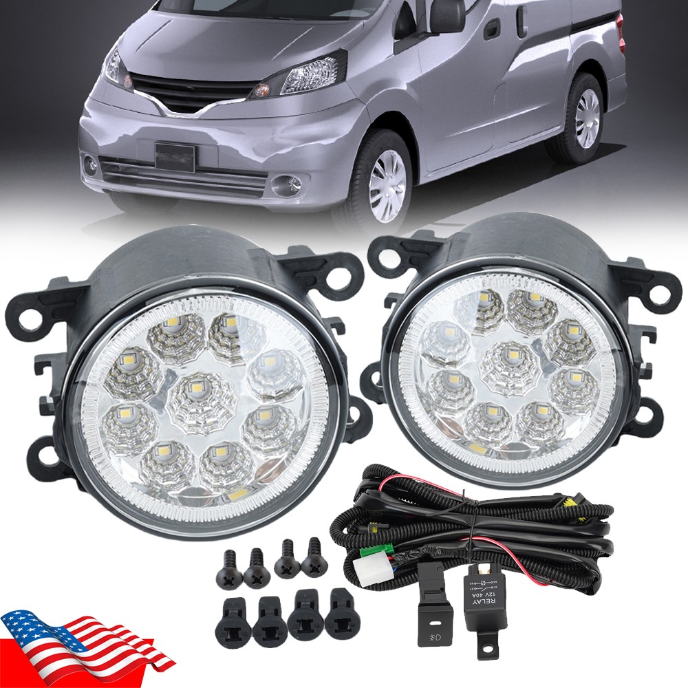 日産nv200フロント一式　LEDフォグライト付き　　 Front Bumper LED Fog Light Lamp w/ Wiring Switch Kit For Nissan