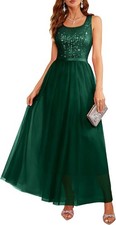 Vintage A Line Wedding Formal Swing Mesh Dress Sleeveless Cocktail Maxi Gowns