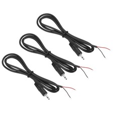 3pcs 3.5mm Male Jack 1/8" TRS 2 Plug 38mm 28AWG Pole Cable, 39.4inches