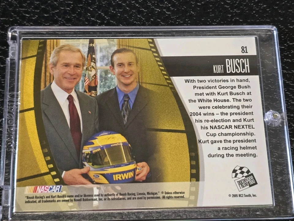 2005 Optima Celebrity Profile (with ) Kurt Busch George W Bush Card Autograph - Image 3 of 4