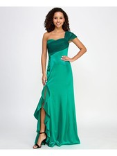 VIOLET WEEKEND Womens Dress Green Unlined Formal Slit Mesh Sash Juniors 0