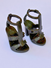 Barbie Basics Black Open Toe Center Strap Heels Shoes