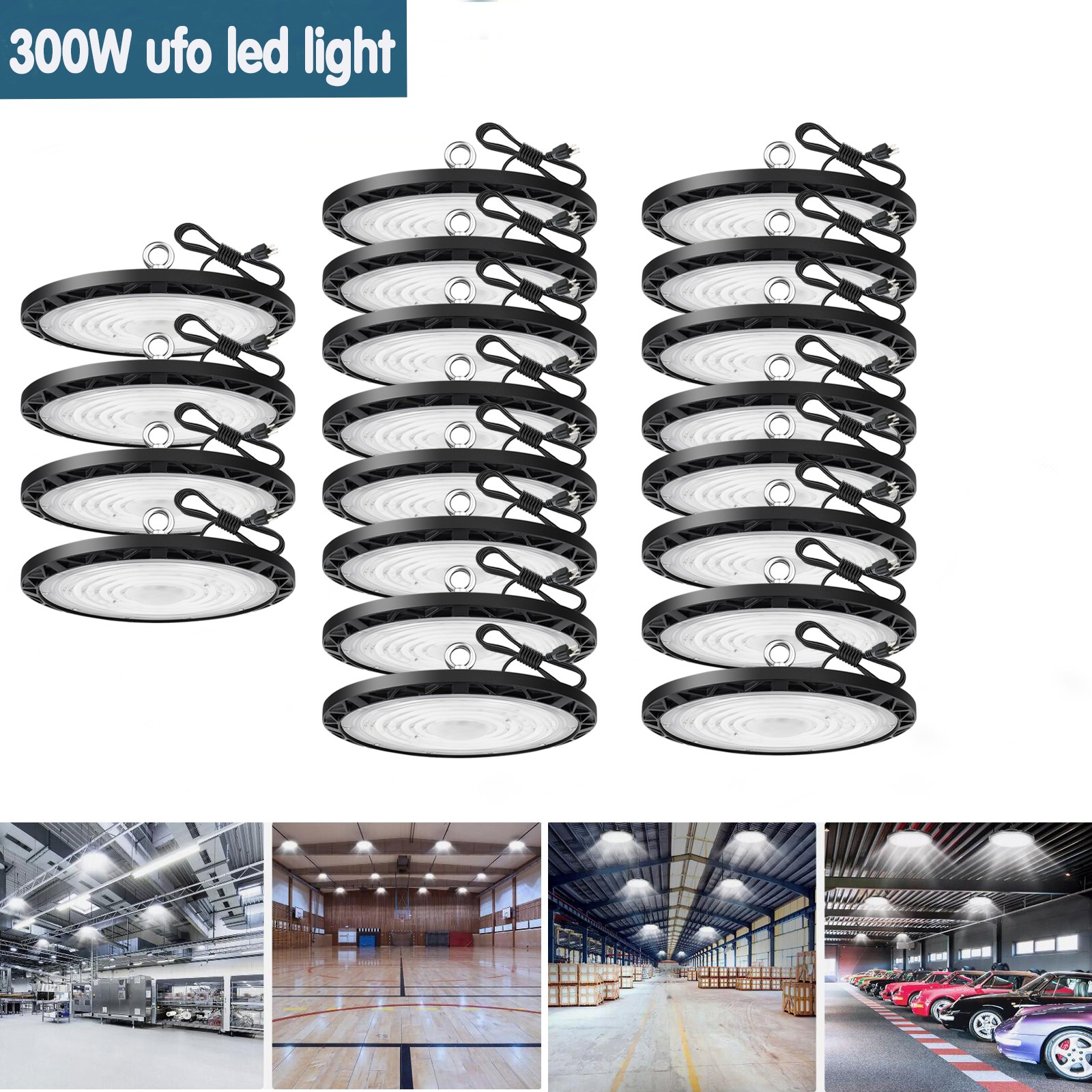 20 Pack 300W UFO LED High Bay Light Industrial Factory Warehouse Shop Commercial