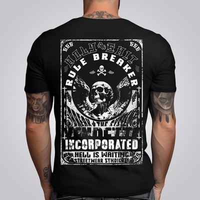 Vendetta Inc. Herren kurzarm Baumwoll Shirt Hell is Waiting schwarz VD-1306
